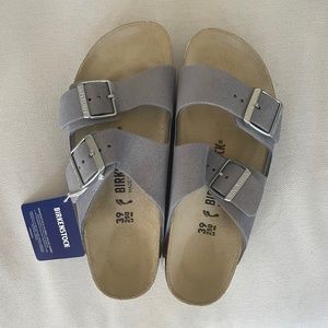 NWT Birkenstock Arizona Suede Leather Shimmering Purple Fog Size 39